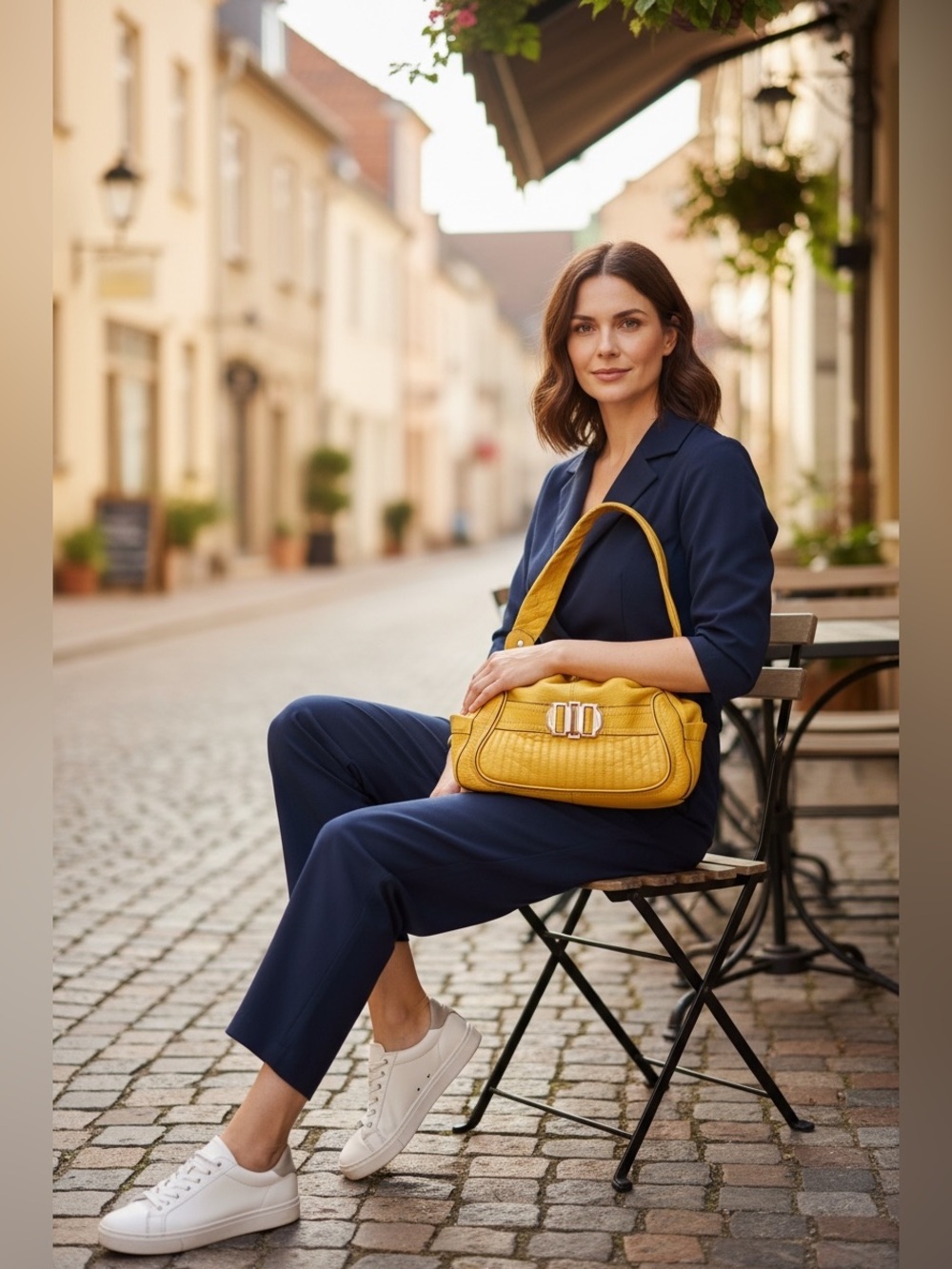 B Makowsky Yellow Soft Leather
Medium Shoulder Bag